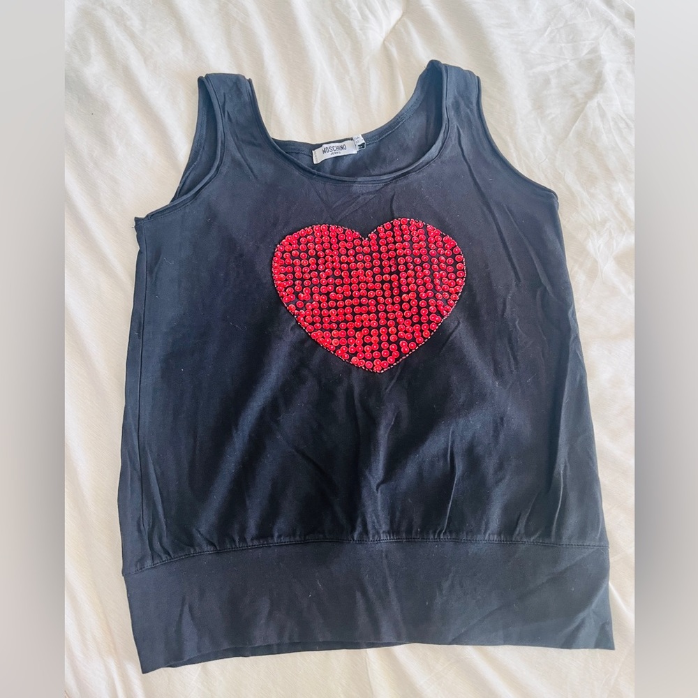 Vintage Moschino Jeans red sequin heart tank